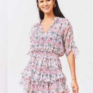 Misa Los Angeles Pink Floral Mini Dress
